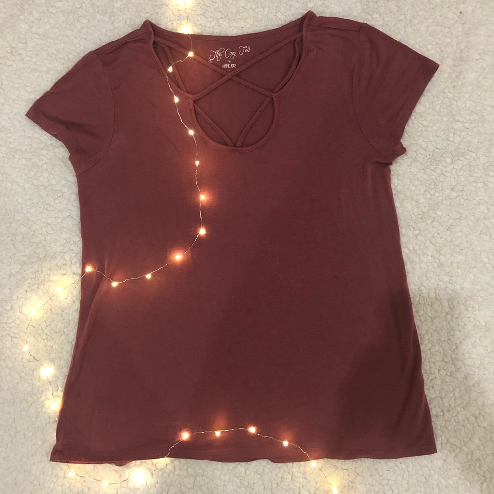 Hippie Rose Rose-Colored Tee with Short Sleeves